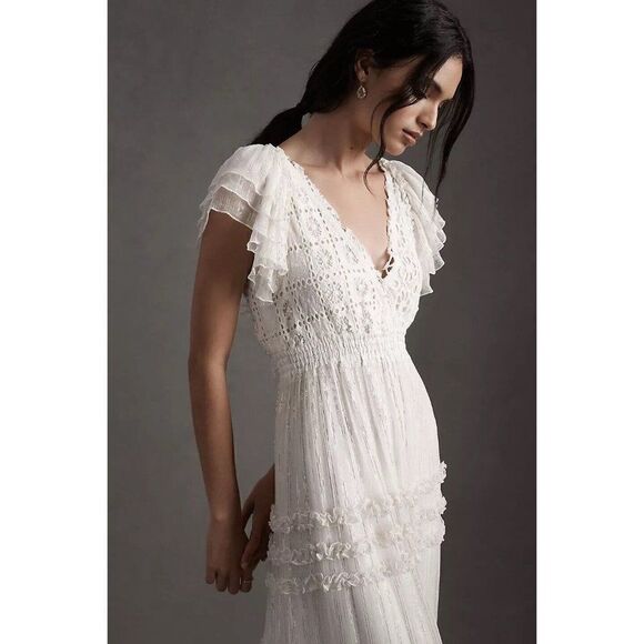 NWT FREE PEOPLE FP ONE BHLDN WATERLILY SAGE MAXI DRESS IN ALABASTER - Picture 4 of 10